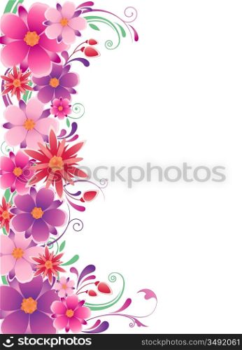 floral background with flowers, leaves and ornament