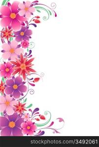 floral background with flowers, leaves and ornament