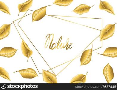 Floral background with gold autumn foliage. Falling golden leaves.. Floral background with gold autumn foliage.