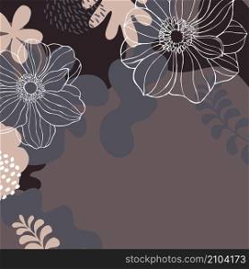 Floral background with hand drawn flowers and leaves .. Floral background . Vector sketch illustration.