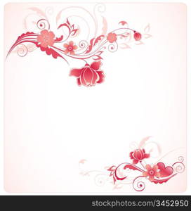 floral background with ornament and red rose