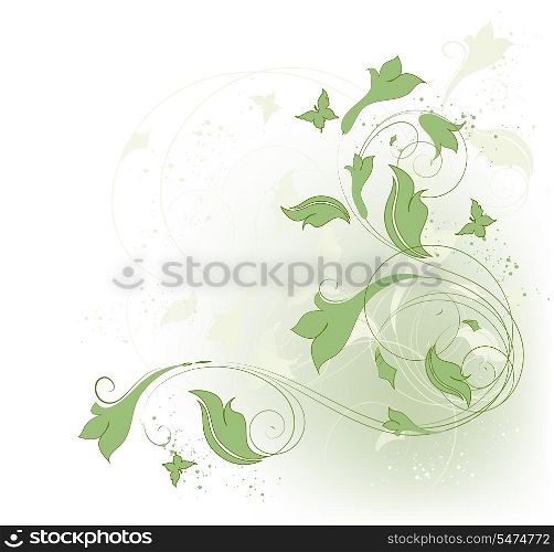 Floral Background With Ornate And Butterflies