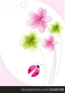 floral background with pink and green flowers