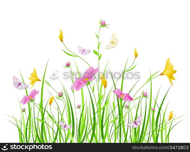 floral background with pink and yellow flowers