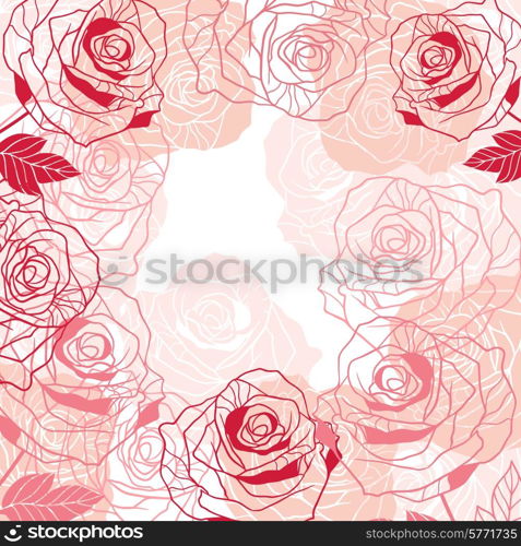 Floral background with pink roses. Vector illustration.. Floral background with pink roses.