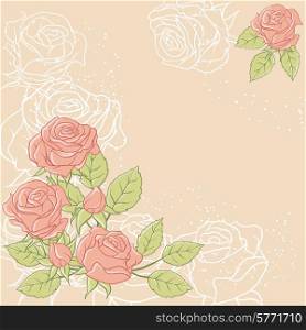 Floral background with rose in pastel tones.. Floral background with rose in pastel tones