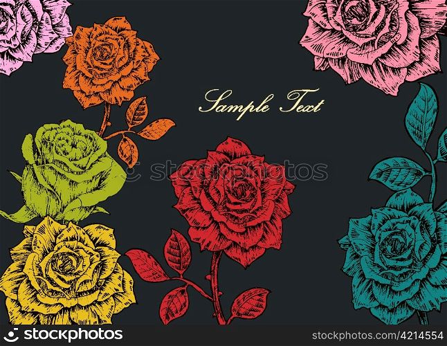 floral background with roses vector illustration