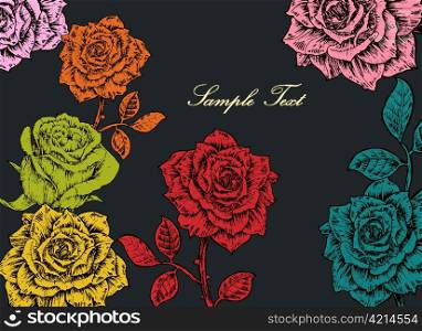 floral background with roses vector illustration