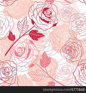 Floral background with roses. Vector seamless pattern.. Floral background with roses.