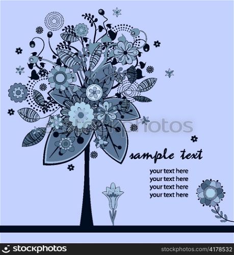 floral background with tree vector illustration