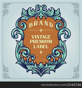 Floral Badge Ornaments Vintage Label Vector illustrations for your work Logo, mascot merchandise t-shirt, stickers and Label designs, poster, greeting cards advertising business company or brands.