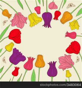 floral banner with colorful tulips