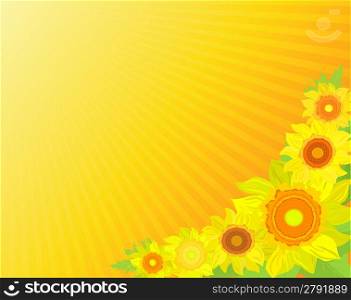 floral banner with sunflowers