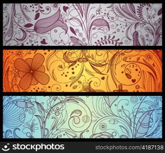 floral banners set vector illustration