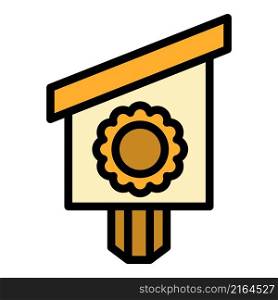 Floral bird house icon. Outline floral bird house vector icon color flat isolated. Floral bird house icon color outline vector