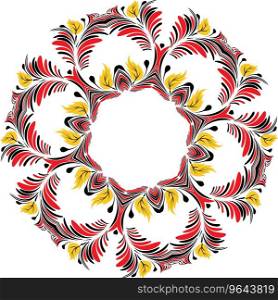 Floral black and red round ornament Royalty Free Vector