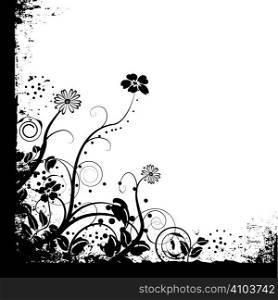 floral black and white mono background design with copy space