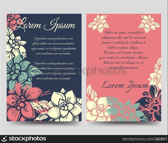 Floral boho style brochure flyers template. Floral brochure flyers template vector illustration. Boho style banners design