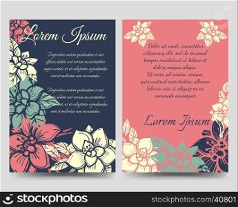 Floral boho style brochure flyers template. Floral brochure flyers template vector illustration. Boho style banners design