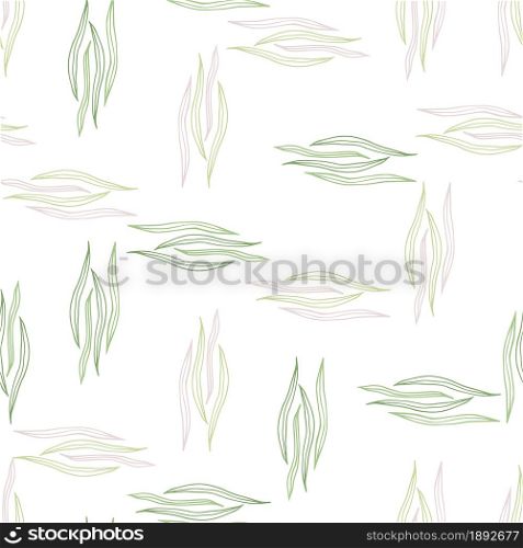 Floral botanical outline shapes seamless pattern isolated on white background. Nature wallpaper. Design for fabric, textile print, wrapping, cover. Vector illustration.. Floral botanical outline shapes seamless pattern isolated on white background.