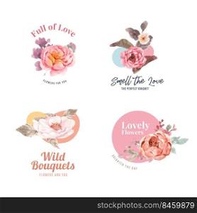 Floral bouquet with love blooming concept design watercolor vector illustration