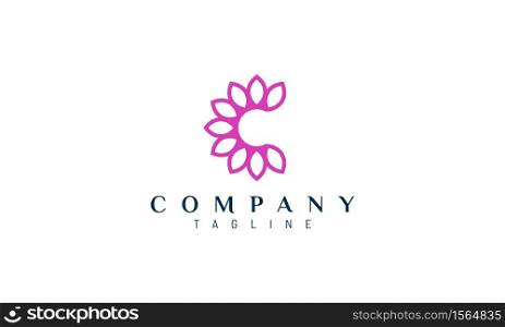 floral C letter vector design suitable for beauty logo