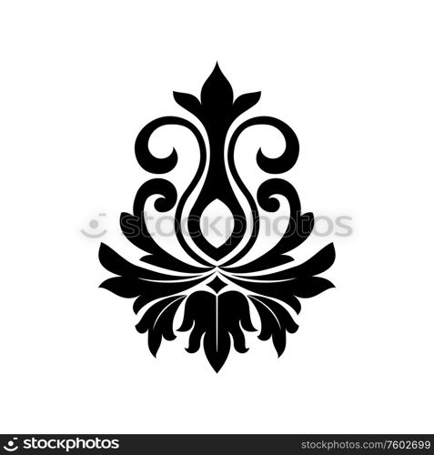 Floral calligraphic ornament isolated outline heraldic flower. Vector flourishes emblem heraldry sign. Ornament of floral elements isolated tattoo