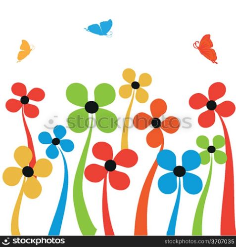 Floral card with beauty butterflies
