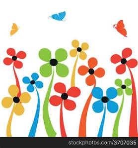 Floral card with beauty butterflies
