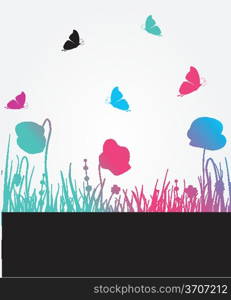 Floral card with beauty butterflies