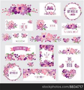 Floral cards set vector image