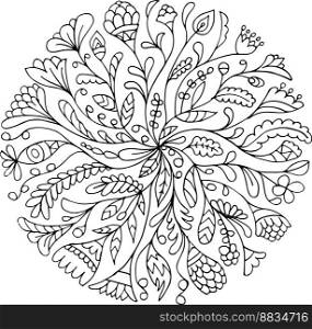 Floral circle ornament hand drawn sketch for your vector image