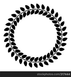 Floral circle Wreath of leaves Round floral frames Floral border icon black color vector illustration flat style simple image