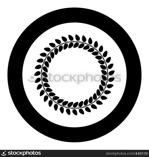 Floral circle Wreath of leaves Round floral frames Floral border icon in circle round black color vector illustration flat style simple image. Floral circle Wreath of leaves Round floral frames Floral border icon in circle round black color vector illustration flat style image