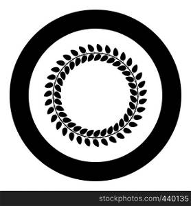Floral circle Wreath of leaves Round floral frames Floral border icon in circle round black color vector illustration flat style simple image. Floral circle Wreath of leaves Round floral frames Floral border icon in circle round black color vector illustration flat style image