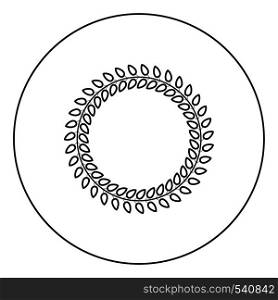 Floral circle Wreath of leaves Round floral frames Floral border icon in circle round outline black color vector illustration flat style simple image