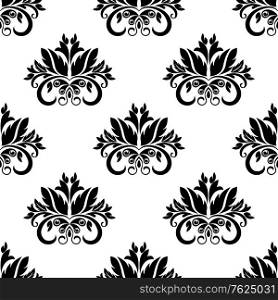 Floral damask seamless pattern background with ornamental flourishes