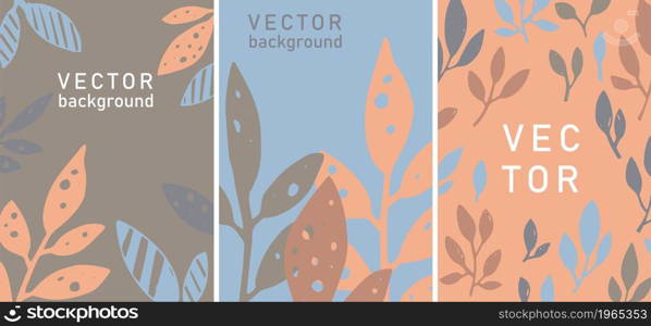 Floral decoration and botany ornaments on cover or page, brochure or flyer. Composition with leaves and foliage, tropical and minimalist composition. Catalog or magazine. Vector in flat style. Foliage and leaves, botany design on cover page