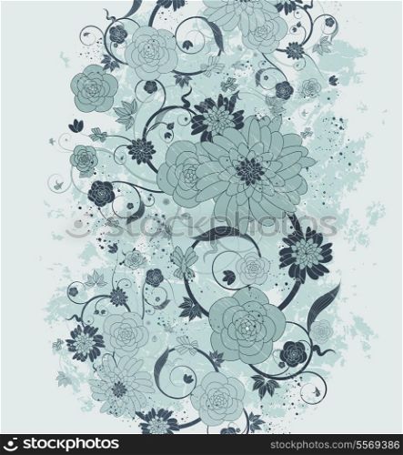 Floral Design Background With Flowers And Butterflies