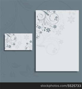 Floral design layout for a letterhead and business card