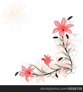 Floral element for design with lily, vector