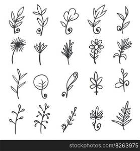 Floral element hand drawn set bundle collection