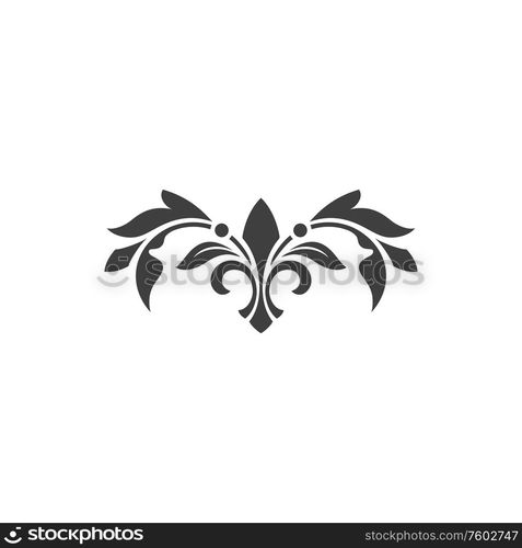 Floral element isolated plant. Vector monochrome berries and leaves, floristic tattoo design. Outline floral element isolated tattoo design