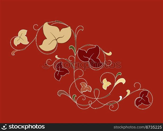 floral element on the red background