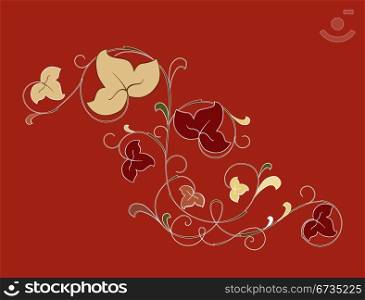 floral element on the red background