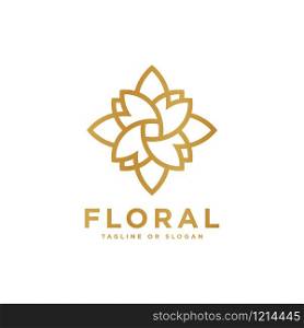 Floral emblem design. Flower icon concept. Luxury flower logo related to Boutique, Hotel, Restaurant, Jewelry, Resort or Interior