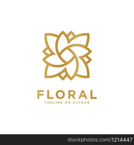 Floral emblem design. Flower icon concept. Luxury flower logo related to Boutique, Hotel, Restaurant, Jewelry, Resort or Interior