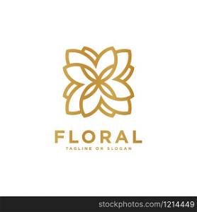 Floral emblem design. Flower icon concept. Luxury flower logo related to Boutique, Hotel, Restaurant, Jewelry, Resort or Interior