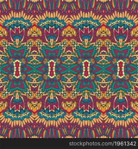 Floral ethnic tribal festive pattern. Abstract geometric colorful seamless mandala flower ornamental. Mexican design. Festive colorful seamless vector pattern psychedelic doodle art