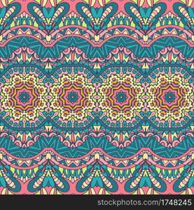 Floral ethnic tribal festive pattern for fabric. Abstract geometric colorful seamless pattern ornamental. Mandala art design. Abstract festive colorful vector ethnic pattern